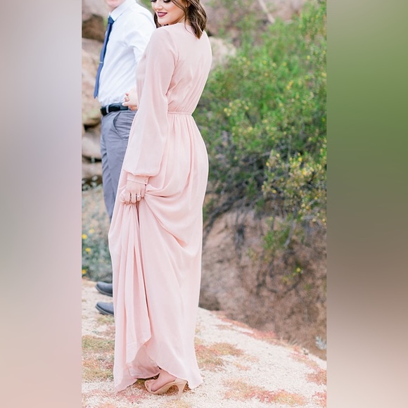 Lulus Formal Women’s Dress Long Sleeve. Size Small. In blush pink - Picture 2 of 4